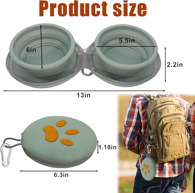 Collapsible Dog Bowls, 2-in-1 Silicone Pet Food and Water Bowl - Image 5
