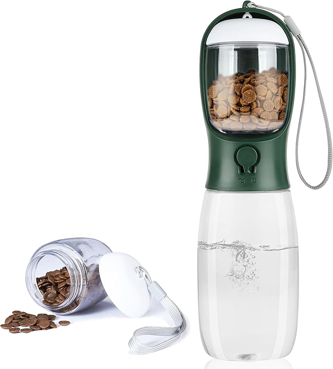 Dog Water Bottle with Food Container, Portable Leak Proof Pet Water Dispenser by AVELORA