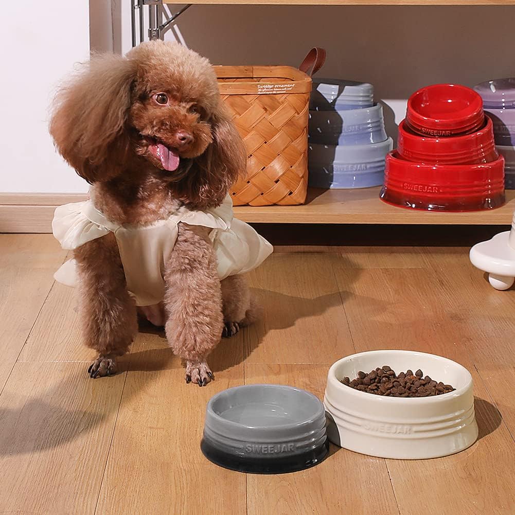 Sweejar Gradient Dog Bowl, Ceramic Dog Food Dish for Large Dogs and Large Cat, Porcelain Pet Bowl for Food and Water 32 oz (Black)