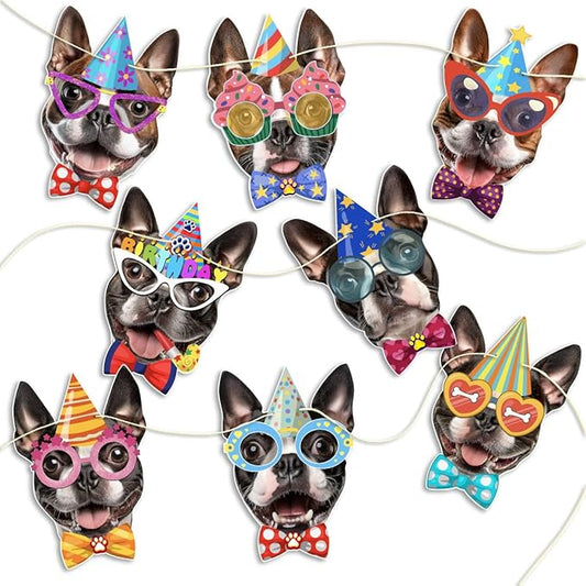 Boston Terrier Birthday Garland — Photographic Boston Terrier Faces Birthday by Momapopup