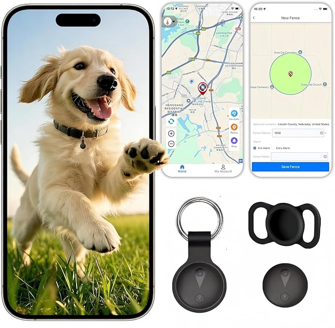 GPS Tracker for Dogs & Cats, Smart Pet Collar Tracker Works by Unknown