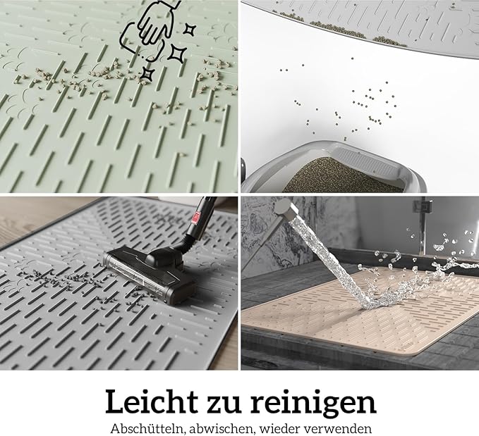 OHMO Cat Litter Mat Trapping Mat Premium Silicone Rubber 23.5x16 Beige - Image 7