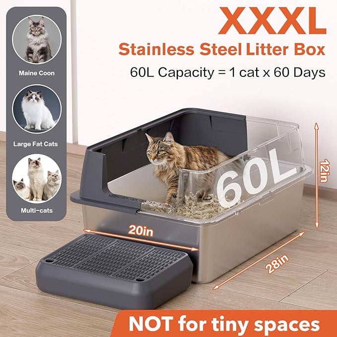 XXL Stainless Steel Litter Box - Image 2