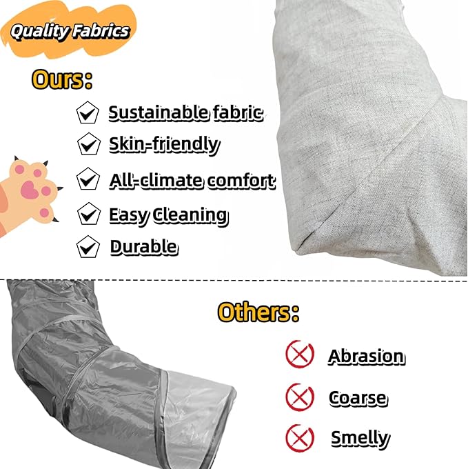 XxingSheep 4 Cave Premium Hemp Fabric XL Cat Tunnel Bed - Image 3