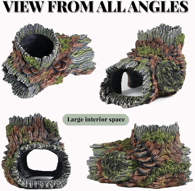 Aquarium Decorations Hollow Tree Trunk Fish Tank Accessories Stump Shelter - Image 4