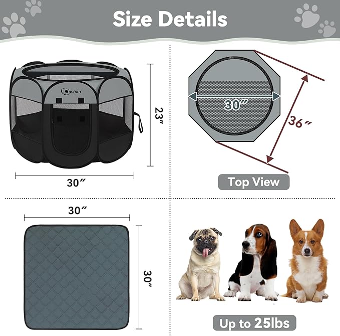 Pink Puppy Playpen for Middle Dog Cat, Dogs Tent Crate Cage Indoor/Outdoor - Image 7