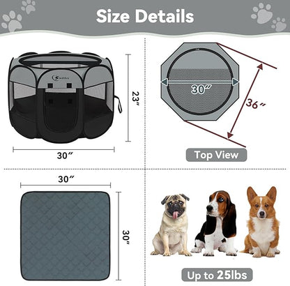 Pink Puppy Playpen for Middle Dog Cat, Dogs Tent Crate Cage Indoor/Outdoor - Image 7