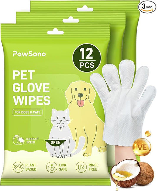 36PCS Hypoallergenic Pet Glove Wipes by PawSono