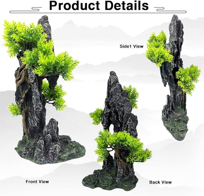 Aquarium Mountain View Stone Ornament Tree Rock Cave - Image 5