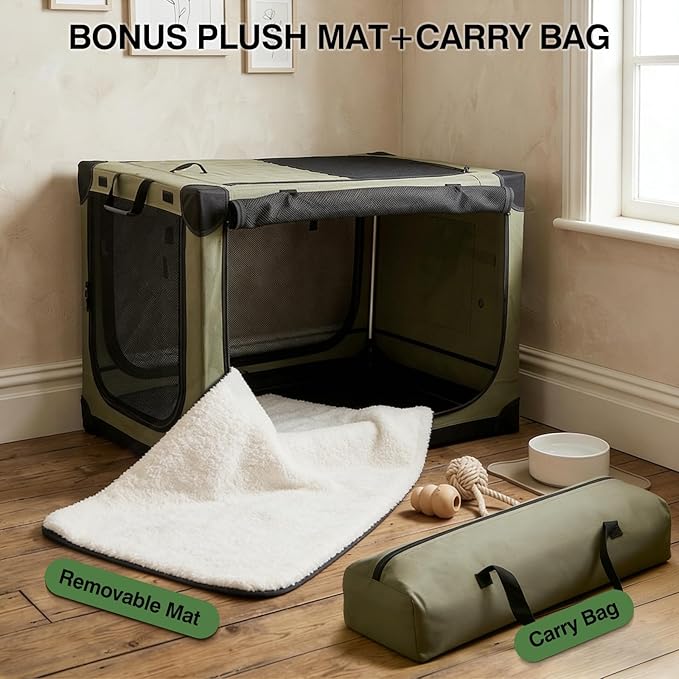 Veraste 42" L x 31" W x 31" H Collapsible Travel Dog Crate, Quick-Setup - Image 3
