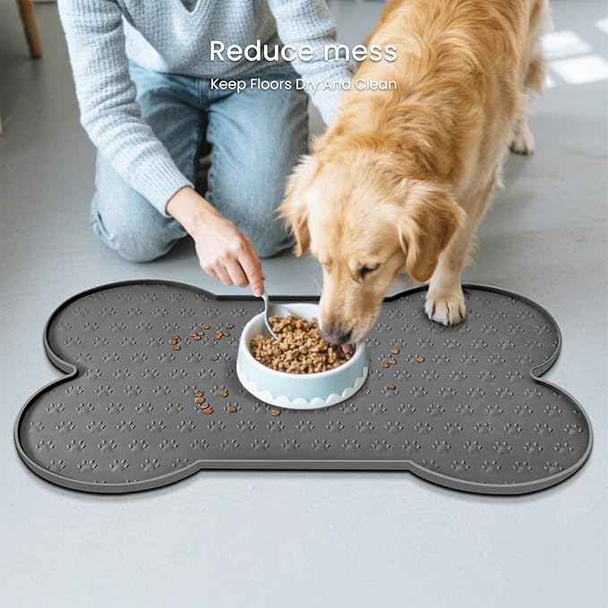 PWTAA Dog Food Mat Anti-Slip Silicone Dog Bowl Mat Thicker Pet Placemat - Image 8
