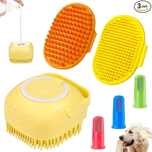 Comotech 6PCS Dog Bath Brush & Dog Toothbrush | Adjustable Handle Shampoo Brush by Comotech