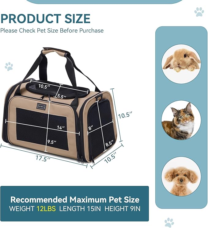 PETSFIT Pet Carrier for Cat, Small Dogs, Dog Carrier Airline Approved, TSA - Image 5