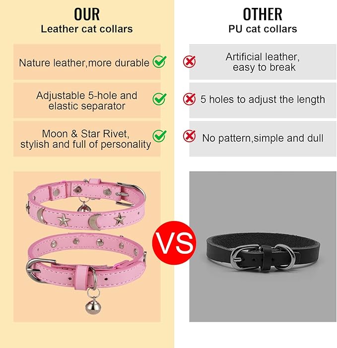 CHUKCHI Leather Cat Collars for Boy Girl Cats - Image 5