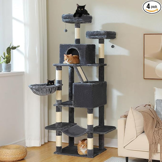 MUTTROS 70.8" Tall Cat Tree for Large Cats, 2 Top Perches, Big Condo, Large by MUTTROS