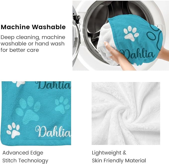 Personalized Dog Blankets with Name, Custom Paw Print Blanket - Image 6