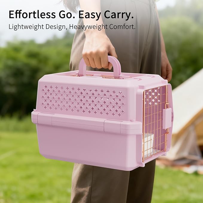 RIZZARI Small Hard Sided Pet Carrier, Ventilated Plastic Travel Crate - Image 4