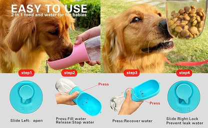 Dog Water Bottle with Food Container, Portable Leak Proof Pet Water Dispenser - Image 4
