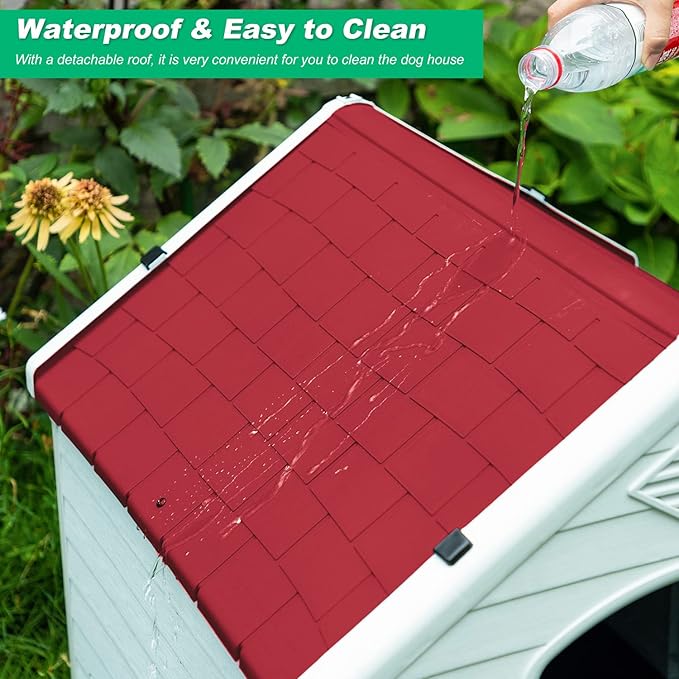 FDW Dog House Indoor Outdoor Durable Ventilate Waterproof Pet Plastic Dog House - Image 4