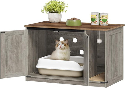 Hzuaneri Cat Litter Box Enclosure, Hidden Litter Box Cabinet Furniture - Image 9