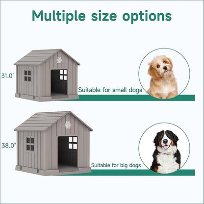 Vixzen 32in Large Outdoor Dog House, Durable Water Resistant Resin Dog House - Image 4