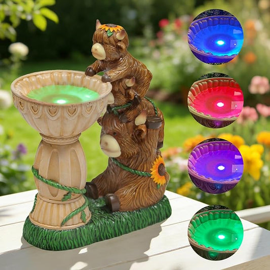 Sheaifun Solar Garden Statues Highland Cow Garden Decor Resin Highland Cow by Sheaifun