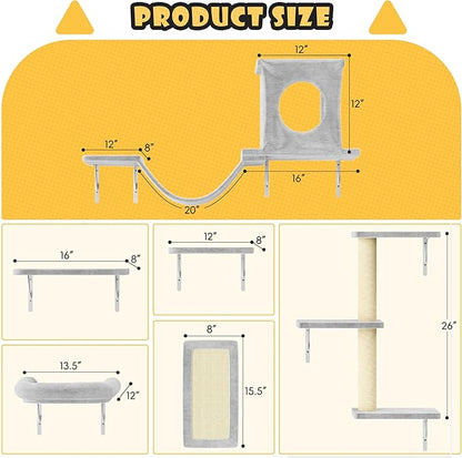 12-in-1 Cat Wall Shelves, Wall Mounted Cat Climber - Image 8
