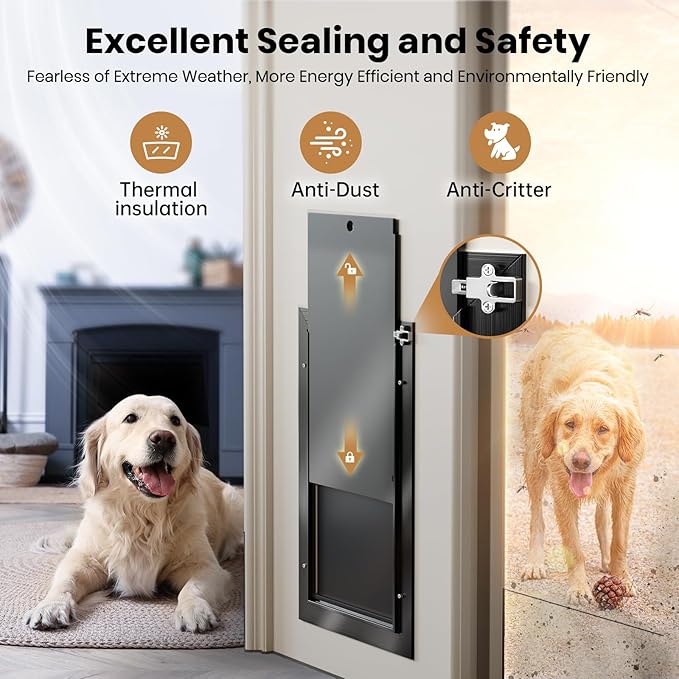 All Aluminum Dog Door for Exterior Door, Large Doggy Door, Heavy Duty Pet Door - Image 4