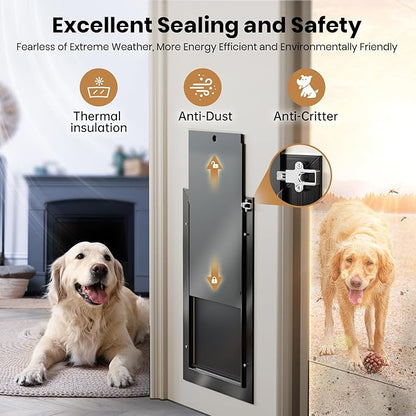 All Aluminum Dog Door for Exterior Door, Large Doggy Door, Heavy Duty Pet Door - Image 4