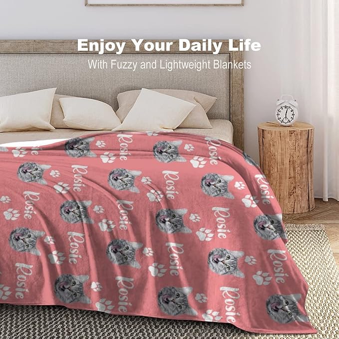 Personalized Cat Face & Name Blanket - Image 3