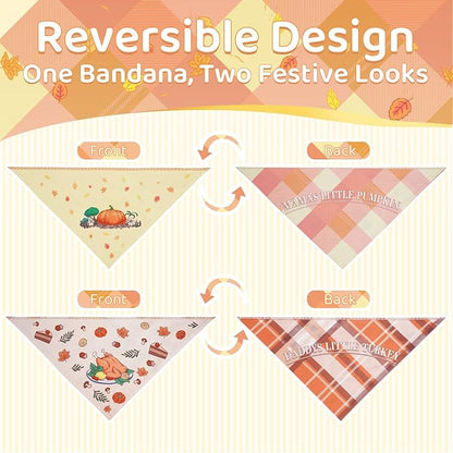 Thanksgiving Dog Bandanas 2 Pack, Fall Dog Bandanas - Image 3