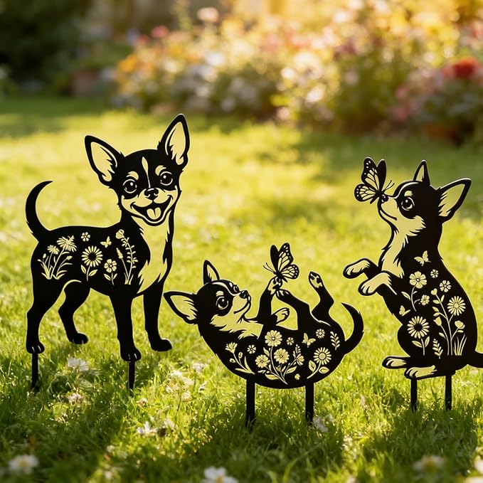 Rngmsi Dog Chihuahua Metal Decorative Garden Stakes Decor, Dog Gifts - Image 5
