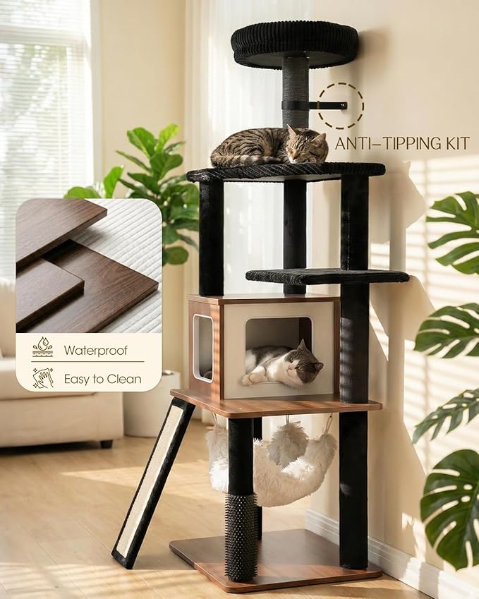 61" Modern Cat Tree Tower for Indoor Cats, Luxury Climbing Tower - Image 5