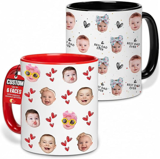 Personalized Face Mug for Dad, Custom Photo Coffee Mug by Hanatoca