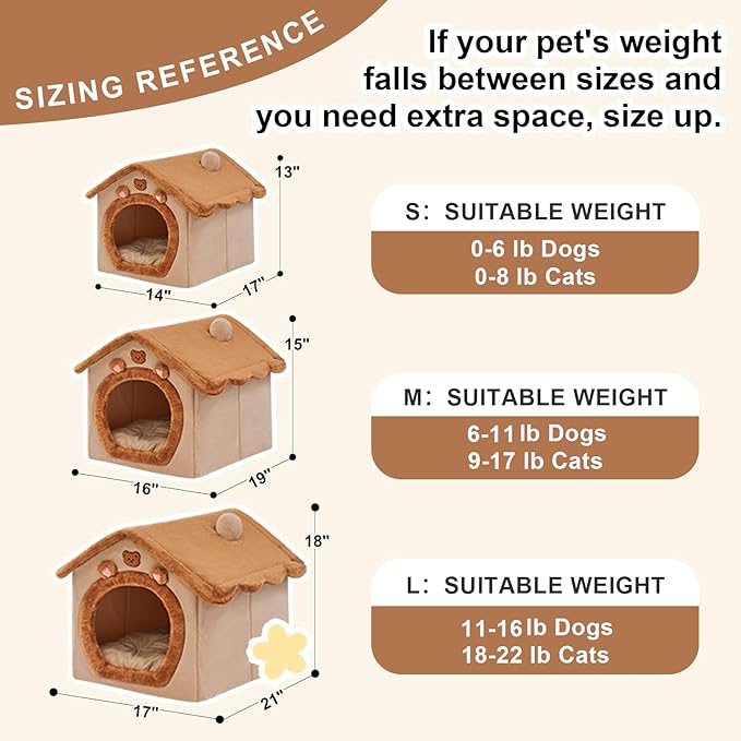 JIUPETY Dog House Dog Bed with Cover Cave with Non-Slip Bottom, M Size Tent Bed - Image 6