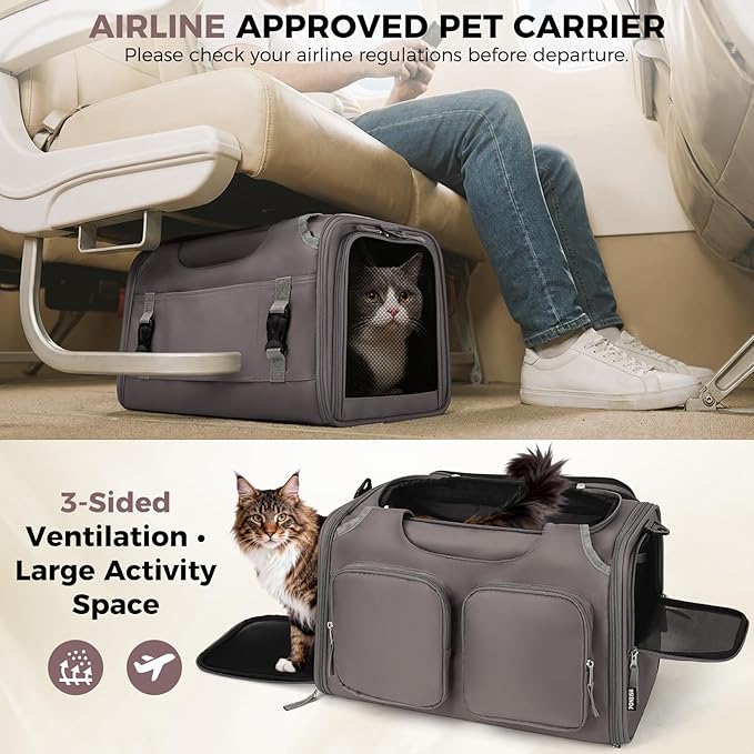 Dog, Cat Carrier for Pets Up to 12 Lbs, Airline Approved Collapsible Soft-Sided - Image 4