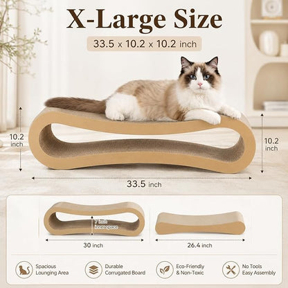 Simple Deluxe 3-in-1 Large Cardboard Cat Scratcher Lounger, 33.5" x 10.2" x - Image 3
