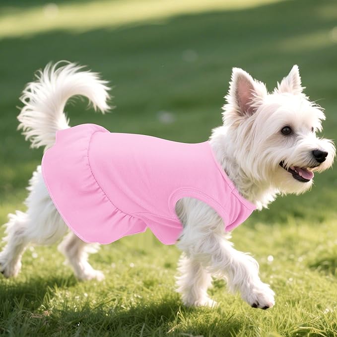 2 Pcs Dog Dresses Cat Skirt Solid Color Dog Clothes Summer Sleeveless Puppy - Image 5