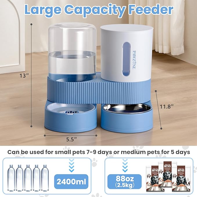 2 Pack Automatic Cat Feeder Stainless Steel Water Dispenser Gravity Food Feeder - Image 2
