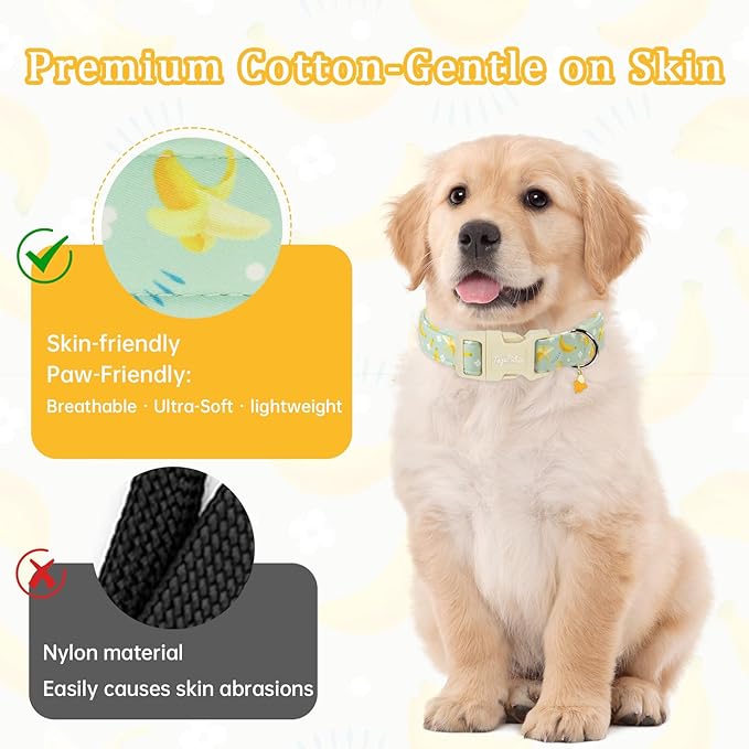 Cute Banana Pattern Dog Collar, Spring Summer Design Puppy Collar, Cotton - Image 3