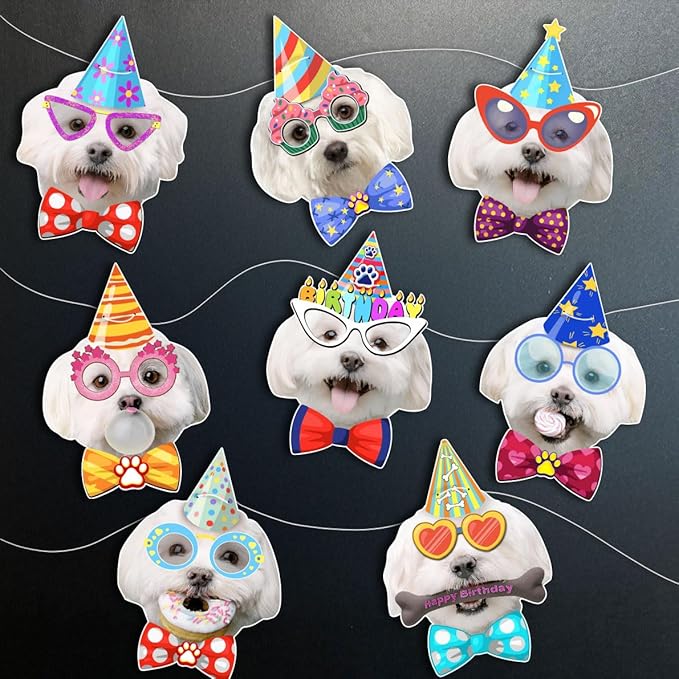 Maltese Birthday Garland — Photographic Maltese Faces Birthday Banner, Funny - Image 4