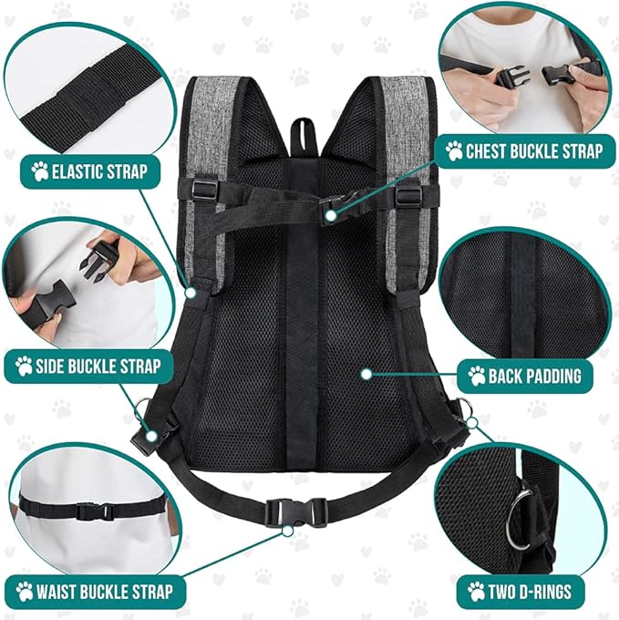 PetAmi Dog Front Carrier Backpack, Adjustable Dog Pet Cat Chest Carrier Backpack - Image 5