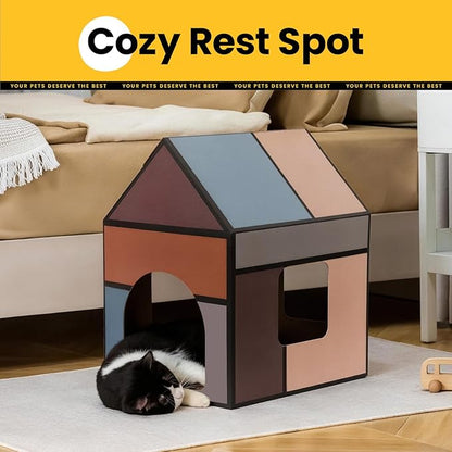 Cardboard Cat House with Scratch Pad & Catnip, Cat Play Scratching House - Image 6