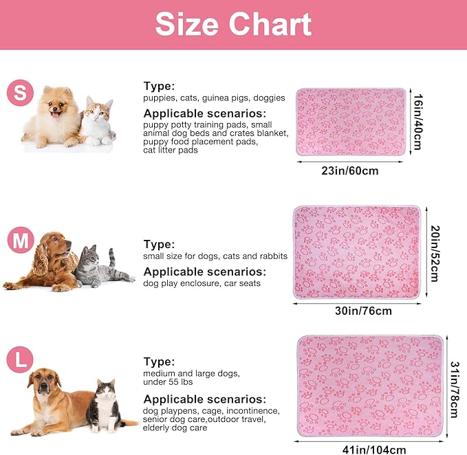 Dono 1 Pack 3 Dog Blankets for Small Dogs, Soft Fluffy Paw Print Pattern Fleece - Image 3