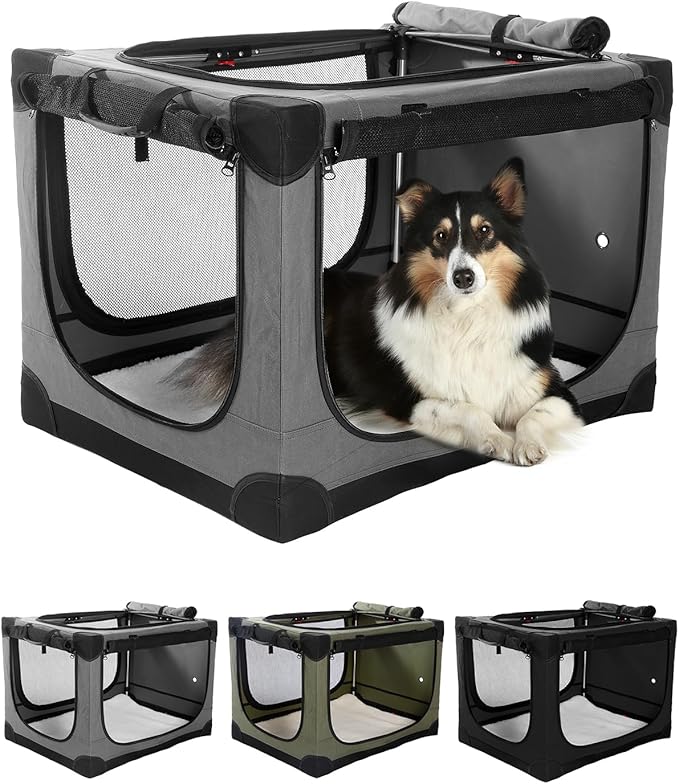 Veraste 24" L x 17" W x 17" H Collapsible Travel Dog Crate, Portable Soft Dog by Veraste