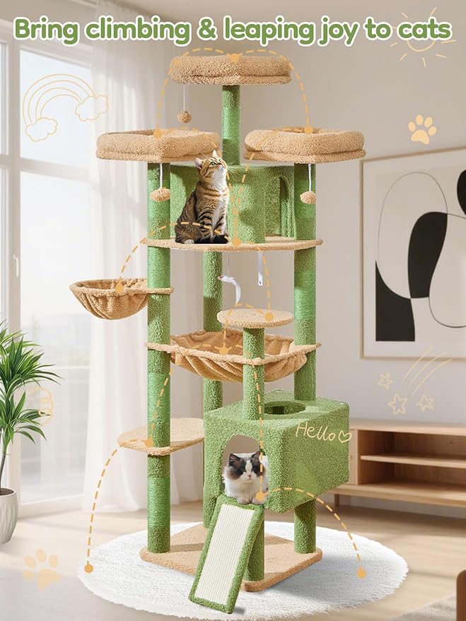 Taoqimiao 76-Inch Cat Tree XXL for Large Cats, Giant Cat Tower - Image 7
