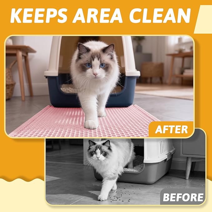 Pieviev Cat Litter Mat Double Layer Waterproof Urine Proof Trapping Mat 1 Pack) - Image 5