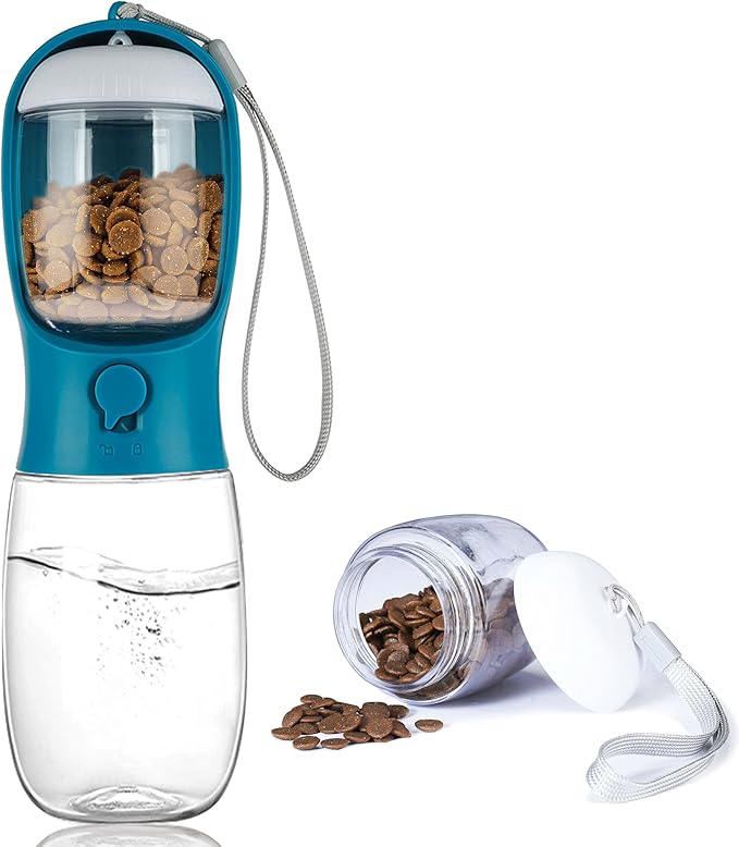 Dog Water Bottle with Food Container, Portable Leak Proof Pet Water Dispenser by AVELORA