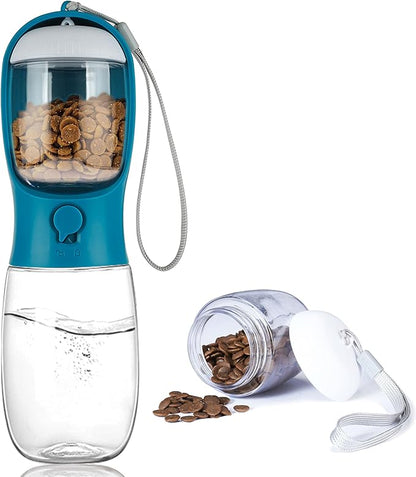 Dog Water Bottle with Food Container, Portable Leak Proof Pet Water Dispenser by AVELORA