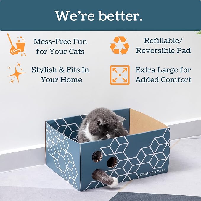 5609PETS Cat Scratching Box, Extra Large Refillable Double-Sided Scratch Pad - Image 4